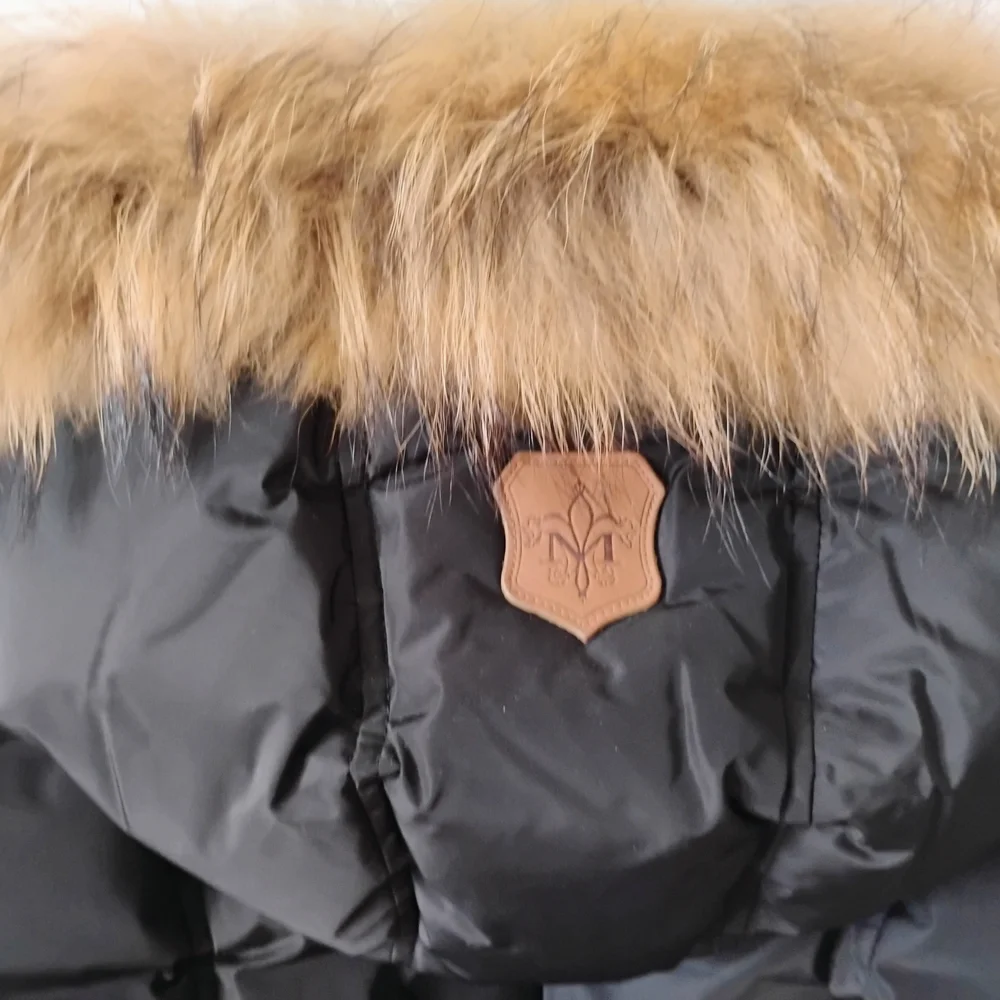 Mackage Black Puffer Jacket with Tan Fur-Trimmed Hood - Picture 4 of 5